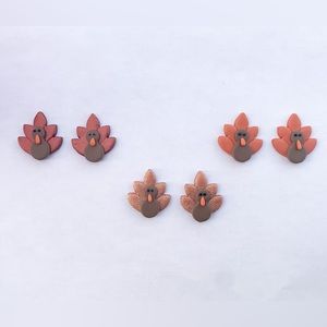 Turkey Stud Clay Earrings for Thanksgiving